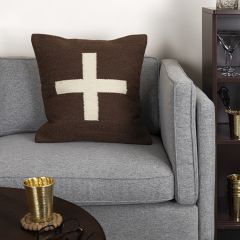 Swiss Cross Accent Pillow Brown
