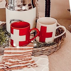 Swiss Cross Stoneware Mug Set of 2