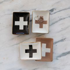 Swiss Cross Stoneware Trinket Dish Set of 4
