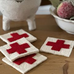 Swiss Cross Wool Coaster Set of 4