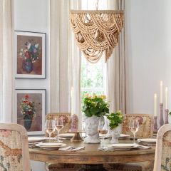Swooping Mango Wood Bead Chandelier