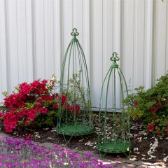Tabletop Green Trellis Plant Stand Set of 2