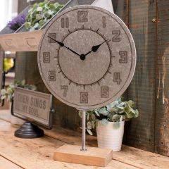 Tabletop Pedestal Galvanized Clock