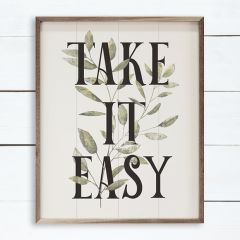 Take It Easy Greenery White Wall Art