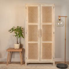 Tall Cane Front Curio Cabinet
