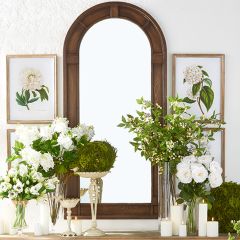 Tall Dark Wood Arched Mirror