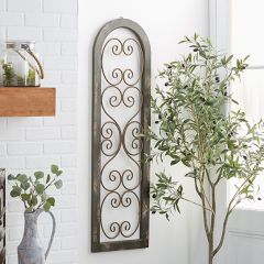 Tall Wood And Metal Scrollwork Wall Panel