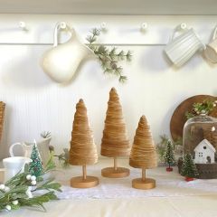 Tan Velvet Wrapped Cone Tree 