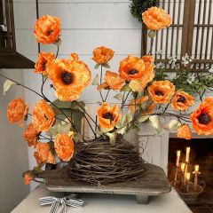 Tangerine Faux Poppy Spray