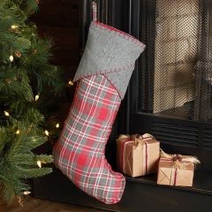 Tartan Plaid and Herringbone Christmas Stocking