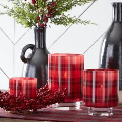 Tartan Plaid Festive Glass Containers Set of 3