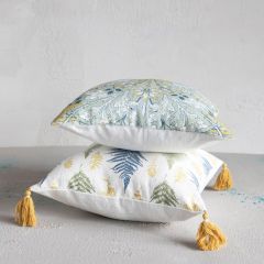 Tasseled Botanical Image Accent Pillow
