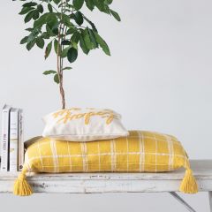 Tasseled Cotton Slub Lumbar Pillow