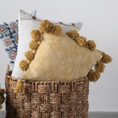 Tasseled Edge Square Cotton Throw Pillow