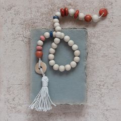 Tasseled Multicolor Wood Bead Garland Set of 2