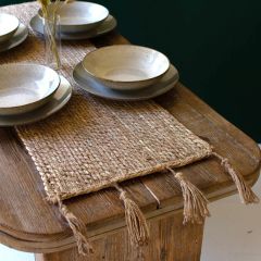 Tasseled Natural Seagrass Table Runner