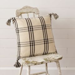 Tasseled Windowpane Plaid Accent Pillow