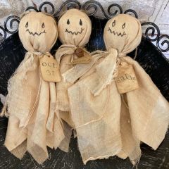 Tattered Fabric Ghost Bowl Filler Set of 3