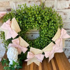 Tattered Pink Bow Flag Garland