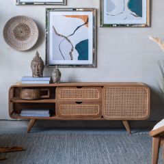 Teak Wood Farmhouse Console Cabinet