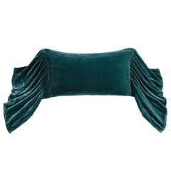 Teal Long Ruffle Velvet Accent Pillow