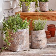 Textured Cement Basket Planter
