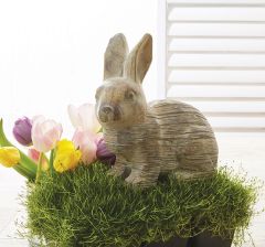 Textured Cement Bunny Statue