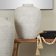 Textured Ceramic Cream Vase 19 Inch