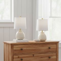 Textured Ceramic Table Lamp With Scalloped Shade Set of 2