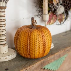 Textured Chevron Burnt Orange Pumpkin 7 Inch