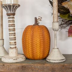 Textured Chevron Burnt Orange Pumpkin 8 Inch