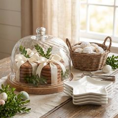 Textured Glass Dome Cloche With Base