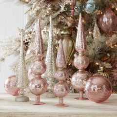 Textured Glass Tabletop Finial Set of 3