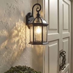 Textured Glass Wall Sconce Lantern Set of 2