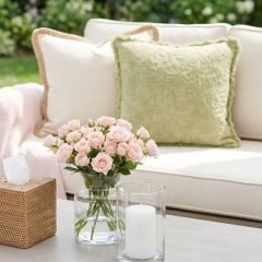 Textured Green Floral Pattern Throw Pillow