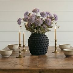 Textured Knot Black Ceramic Vase