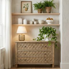 Textured Lattice Front 3 Drawer Chest