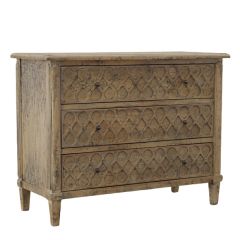 Textured Lattice Front 3 Drawer Chest
