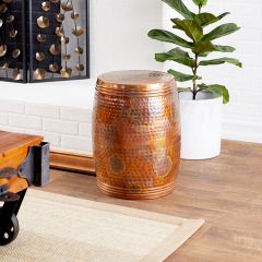 Textured Metal Drum Table
