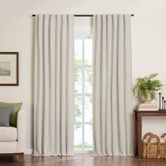 Textured Natural Room Darkening Curtain Panel 84 Inch Set of 2