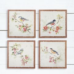 Textured Paper Bird and Branch Art Set of 4