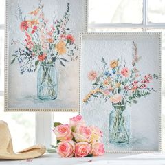 Textured Paper Framed Floral Art Set of 2