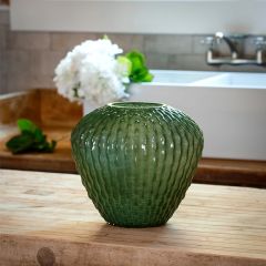 Textured Tinted Glass Pod Vase 11 Inch