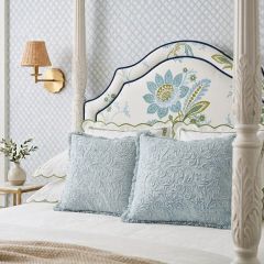 Textured Vintage Blue Floral Throw Pillow