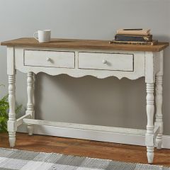 Textured Wood Top Console Table