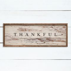 Thankful Whitewash Framed Sign