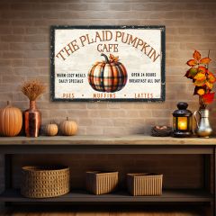 The Plaid Pumpkin Cafe Canvas Wall Art