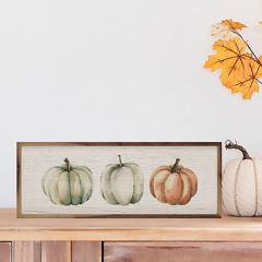 Three Pumpkins Orange Whitewash Framed Wall Art