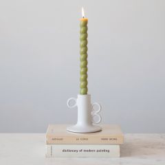 Three Ring Handle Stoneware Taper Holder