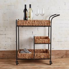 Three Tier Basket Rolling Bar Cart